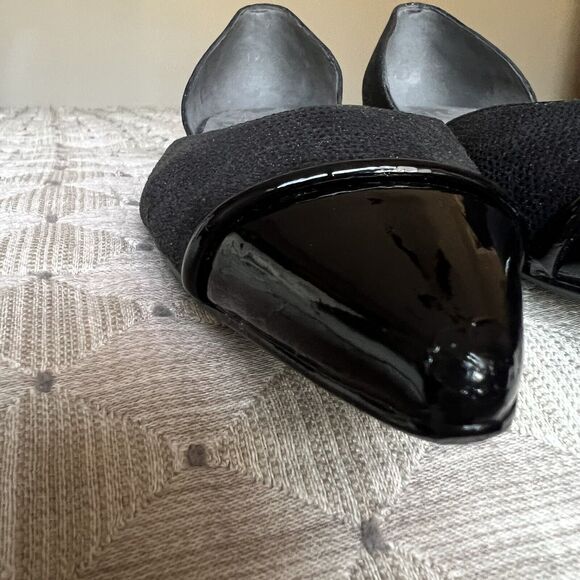 Stuart Weitzman Black Patent Leather Pointed Cap Toe D'Orsay Flat Shoes Women 6 - Picture 10 of 16